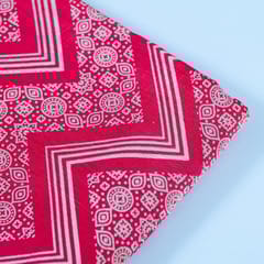 Majenta Colour Mashru Silk Ajrakh Printed Fabric