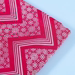 Majenta Colour Mashru Silk Ajrakh Printed Fabric