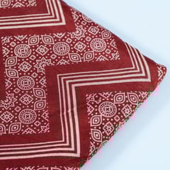 Maroon Colour Mashru Silk Ajrakh Printed Fabric