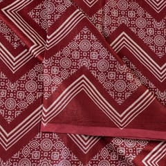 Maroon Colour Mashru Silk Ajrakh Printed Fabric