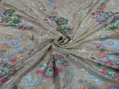 Embroidered Georgette Beige MultiColour Floral