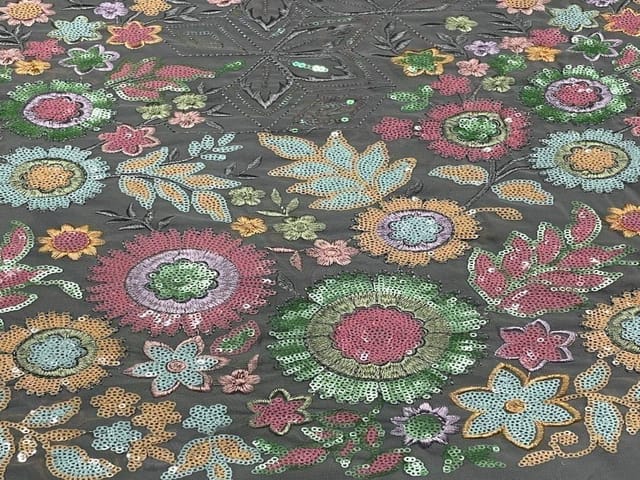 Embroidered Georgette Grey MultiColour Floral