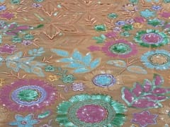 Embroidered Georgette Peach MultiColour Floral