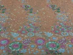 Embroidered Georgette Peach MultiColour Floral