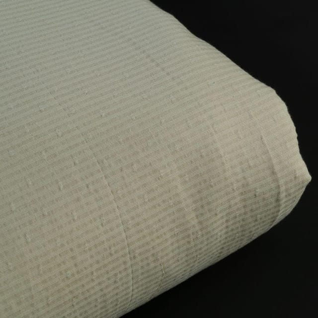 Off White Colour Dyeable Cotton Dobby Strips Fabric