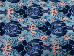 Corduroy Sky Blue Floral