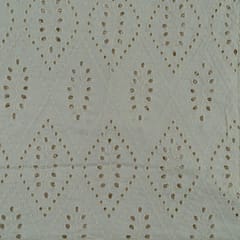 Off White Colour Dyeable Cotton Chikan Embroidered Fabric