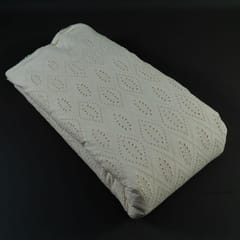 Off White Colour Dyeable Cotton Chikan Embroidered Fabric