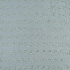White Colour Dyeable Cotton Chikan Embroidered Fabric