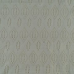 Off White Colour Dyeable Cotton Chikan Embroidered Fabric