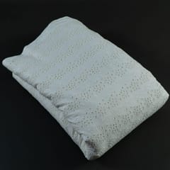 White Colour Dyeable Cotton Chikan Embroidered Fabric