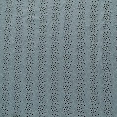 White Colour Dyeable Cotton Chikan Embroidered Fabric