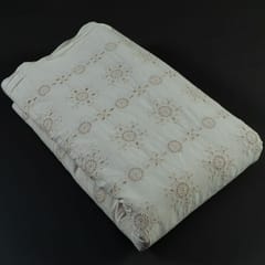 Off White Colour Dyeable Cotton Chikan Embroidered Fabric