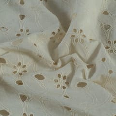 Off White Colour Dyeable Cotton Chikan Embroidered Fabric