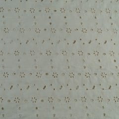 Off White Colour Dyeable Cotton Chikan Embroidered Fabric
