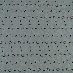 Off White Colour Dyeable Cotton Chikan Embroidered Fabric