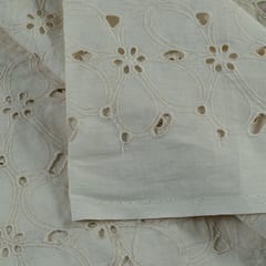 Off White Colour Dyeable Cotton Chikan Embroidered Fabric