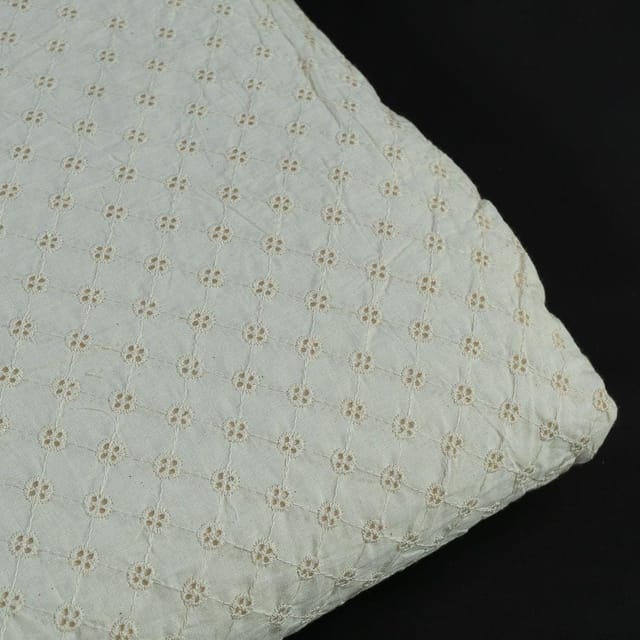 Dyeable Cotton Chikan Embroidered Fabric