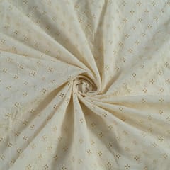 Dyeable Cotton Chikan Embroidered Fabric