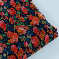 Blue Colour Crepe Digital Printed Fabric