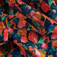 Blue Colour Crepe Digital Printed Fabric