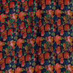 Blue Colour Crepe Digital Printed Fabric