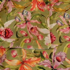 Mehndi Green Colour Crepe Digital Printed Fabric