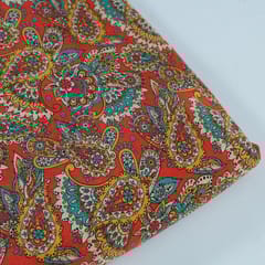 Red Colour Crepe Digital Printed Fabric