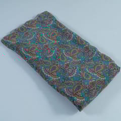 Firozi Colour Crepe Digital Printed Fabric