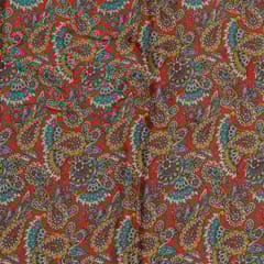 Red Colour Crepe Digital Printed Fabric