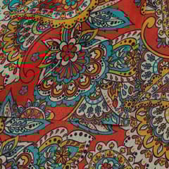 Red Colour Crepe Digital Printed Fabric