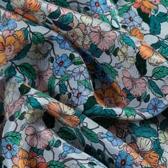 Cream Colour Crepe Digital Printed Fabric