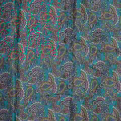 Firozi Colour Crepe Digital Printed Fabric
