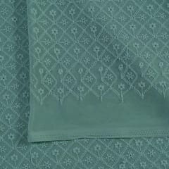 Green Colour Georgette Chikan Embroidered Fabric