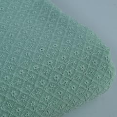 Green Colour Georgette Chikan Embroidered Fabric