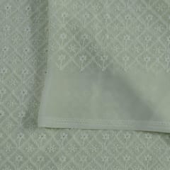 Cream Colour Georgette Chikan Embroidered Fabric