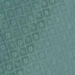 Green Colour Georgette Chikan Embroidered Fabric