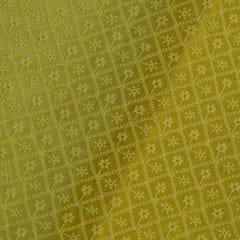 Yellow Colour Georgette Chikan Embroidered Fabric