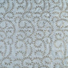 Dyeable Uppada Zari and Foil Embroidered Fabric