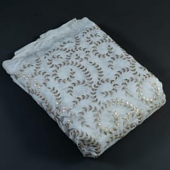 Dyeable Uppada Zari and Foil Embroidered Fabric