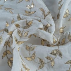 Dyeable Uppada Zari and Foil Embroidered Fabric