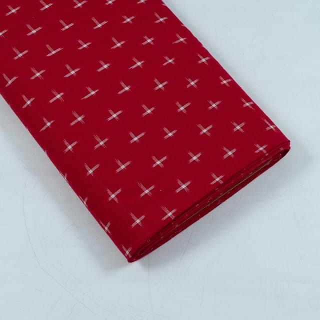 Red with White Ikat Fabric