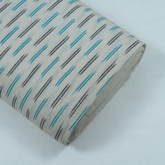 Brown with Blue Ikat Fabric