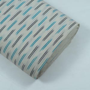 Brown with Blue Ikat Fabric