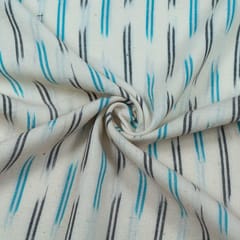 Brown with Blue Ikat Fabric