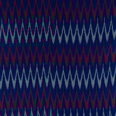 Blue with Red White Ikat Fabric