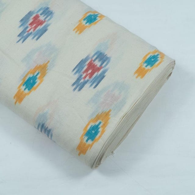 Cream with MultiColour Ikat Fabric