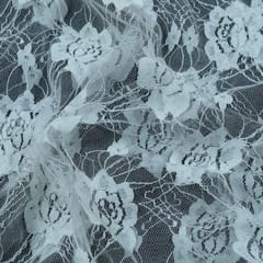 White Lotus Floral Design Dyeable Nylon Net