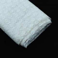 White Floral Design Dyeable Nylon Net