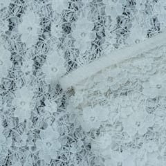 White Floral Design Dyeable Nylon Net